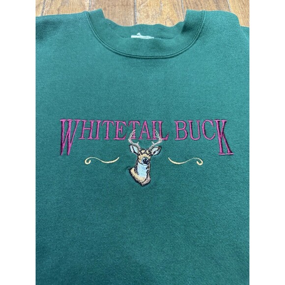 Vintage Whitetail Buck Men’s Green Hunter Outdoor Crewneck Graham USA Made - XL - Picture 3 of 6